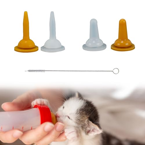 BASTOUR Haustier Flaschen Ersatz Nippel, Mini-Nippel für Haustiere, Feeding Bottle Feeder Nippel, Welpen-Stillflaschen-Nippel, Saugflaschennippel, Für Welpen, Kätzchen und Neugeborene Haustiere von BASTOUR