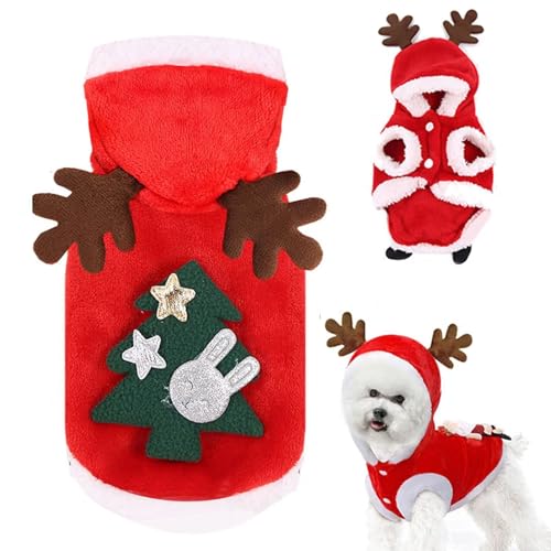 Hundekostüme Weihnachten,Haustier Weihnachtskostüm,Hundekostüme Weihnachten Elchkostüm,Winterwarme für Haustiere Pullove,Hund Katze Hoodie Weihnachts,Katzen Kleidung Weihnachten (Weihnachtsbaum) von BASTOUR