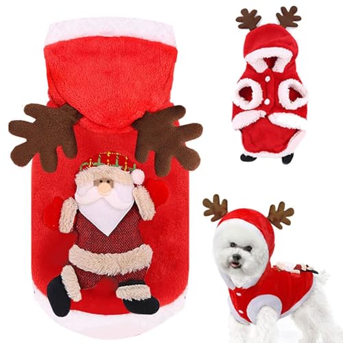 Hundekostüme Weihnachten,Haustier Weihnachtskostüm,Hundekostüme Weihnachten Elchkostüm,Winterwarme für Haustiere Pullove,Hund Katze Hoodie Weihnachts,Katzen Kleidung Weihnachten (Weihnachtsmann) von BASTOUR