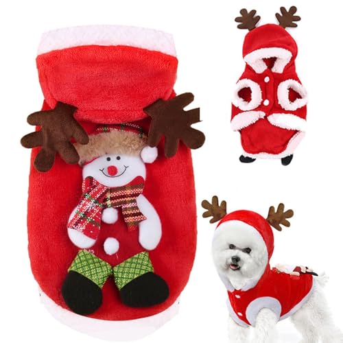 Hundekostüme Weihnachten,Haustier Weihnachtskostüm,Hundekostüme Weihnachten Elchkostüm,Winterwarme für Haustiere Pullove,Hund Katze Hoodie Weihnachts,Katzen Kleidung Weihnachten (Weihnachtsschneemann) von BASTOUR