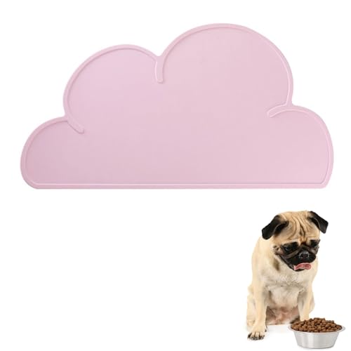 Wolkenförmige Futtermatte, Napfunterlage für Hunde und Katzen, Haustier Essmatte, Silikon rutschfeste Hundenapf Matte, Silikon Haustier Tischset, Silikon Baby Tischsets, Wolkenform, Rosa von BASTOUR