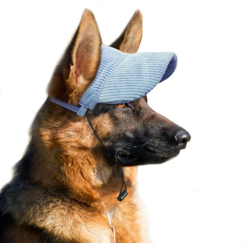 Hunde Baseballmütze - Basecap Verstellbar Sonnenschutz - Hut Hundecap mit Ohrlöchern - Hunde Sonnenhut Benutzt für Sonnenschutz - Hunde Mütze Geeignet für kleine, mittlere und große Hunde (L, Blau) von BASVII