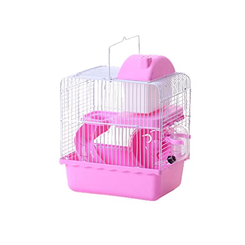 BAUBUY 2-stöckige Villa Hamsterkäfig Hamsterhaus Meerschweinchen Haustier Drahtkäfig mit Futternapf Rollschuhlaufen Spielzeug Hamster Castle Hamster Zubehör Rennmaus Syrische Zwergmäusekäfig von BAUBUY