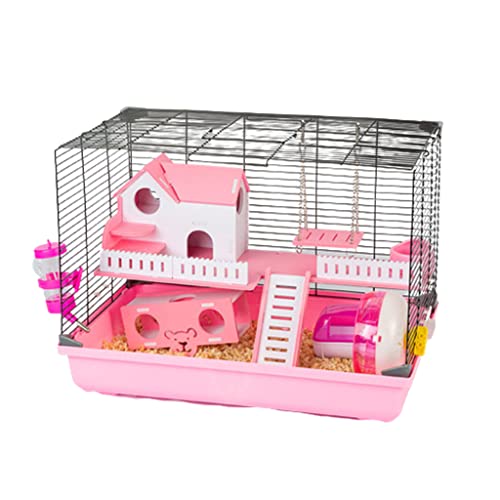 BAUBUY Doppeldeckerkäfig, große Villa, Hamsterkäfig, Schaukeltreppe, Paketzubehör, Spielzeugset, Kleintier, Igel, Kaninchen, Meerschweinchenkäfig Rennmaus Syrische Zwergmäusekäfig von BAUBUY