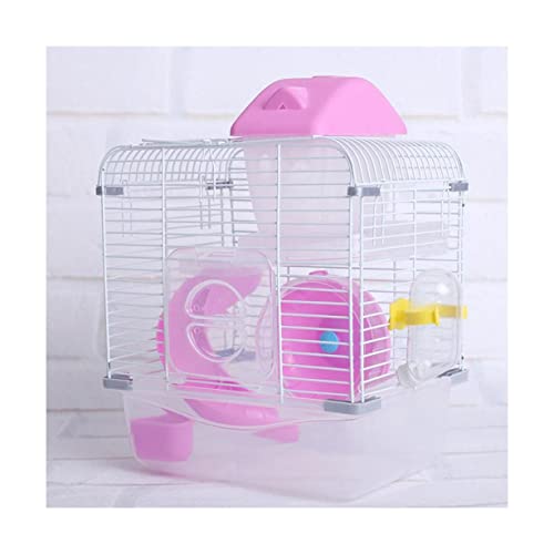 BAUBUY Hamsterkäfig Kleiner Haustierträger Kristall-Haustierkäfig Hamster Cottage Double Layer House for Hamster Golden Hamster Pet Rennmaus Syrische Zwergmäusekäfig von BAUBUY