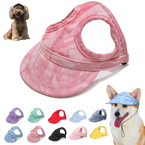 Sonnenschutzhaube für Hunde im Freien, Sonnenhut für Hunde aus Segeltuch, Baseballmütze für Hunde, verstellbare Baseballmütze für Hunde mit Ohrlöchern und verstellbarem Nackenband (M,Hell-Pink) von BAWUTZ