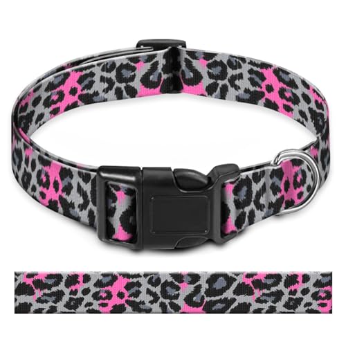 BAYCUFKQ Hundehalsband, niedliches Haustierhalsband, verstellbar für große Hunde, weiche Hundehalsbänder mit Schnellverschluss-Schnalle zum Spazierengehen, Laufen, luxuriöser violetter Leopard von BAYCUFKQ