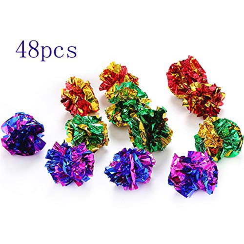 BAYORE 48PCS Für Spielzeug Crinkle Sound Papier Kätzchen Crackl Kätzchen Spielzeug Interaktives Spielzeug Spielzeug Feder Spielzeug Mäuse Spielzeug Ball Spielzeug Interaktive von BAYORE