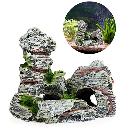 BAYORE Aquarium Bergblick Steinornament Felshöhle Fisch Für Tanklandschaft Kunstharz Dekoration Versteck Für Wassertiere Spielplatz Aquarium Dekoration Aquarium Ornament Aquarium Dekor Künstliche von BAYORE