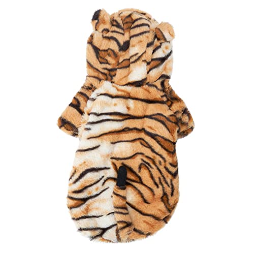 BAYORE Hund Korallen Fleece Welpen Haustier Kleine Hundekleidung Stilvolles Tigerkostüm Kaltes Wetter Chinesisches Neujahr Cosplay Kleid Tiger Haustierkostüm von BAYORE