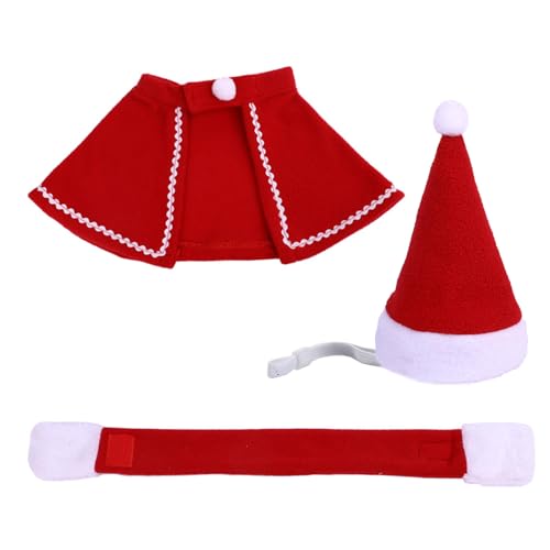 Haustier Weihnachtsmütze Mit Umhang Und Schal Set Für Weihnachten Schelmische Party Weißer Haustier Schal Umhang Mit Verstellbarem Halsband Winddichter Halloween Haustier Umhang Haustier Umhang von BAYORE