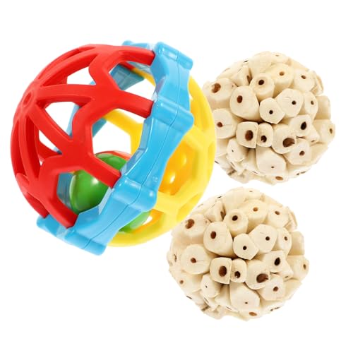 BAZEITFLOW 3 STK Vogel Spielzeugball für Papagei Schleifen von Schnabelkugeln für Vögel Weidenkugeln Bird Toys Vogelspielzeug Kautrainingsspielzeug Kugeln für Vogelkäfige Anlage von BAZEITFLOW