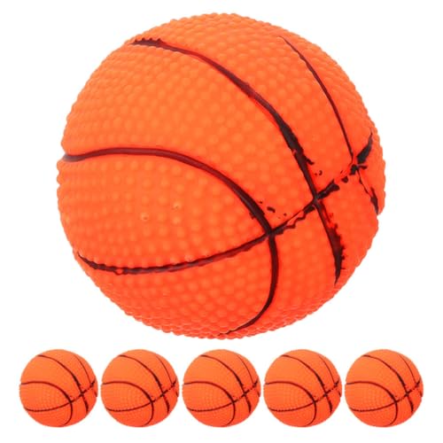 BAZEITFLOW 6 Stück Hunde-kauballspielzeug, Interaktives, Quietschendes Basketballspielzeug, Basketball-quietschball, Welpen-kauspielzeug Für Welpen, Kleine Haustiere, Hunde von BAZEITFLOW