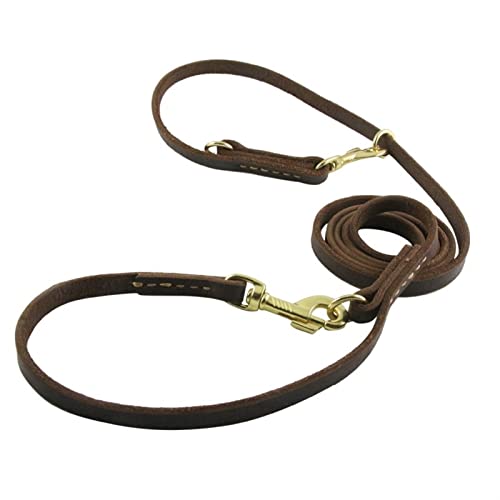 Leder-Haustierleine Leder-Zugseil Doppeltraktion P-Kettenhalsband Multifunktionslänge Haustier Hund Gehen Hundetraining Zugseil Hundeseil (Color : 04, Size : 1.2cmX230cm) (4 1.2cmX230cm) (4 1.2cmX23 von BAtlam