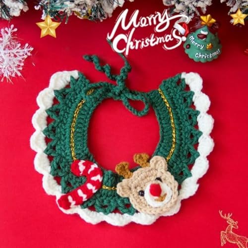 Weihnachtstuch, Halstuch, Weihnachtskleidung, handgefertigt, verstellbar, gestrickt, Kostüm, Halsband, Kni-Zubehör für Haustiere von BBASILIYSD