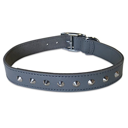 BBD Pet Products Nietenhalsband aus Leder, 2,5 x 45,7 bis 53,3 cm, Einheitsgröße, Grau von BBD Pet Products