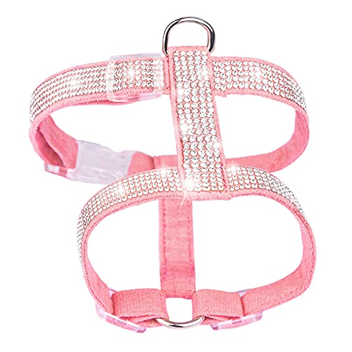 Haustiergeschirr, Bling Strass Hundegeschirr Verstellbare Katze Weste Geschirr Walking Harness für Welpen Kleine Hunde Katzen (M, Rosa) von BBEART