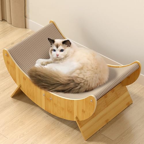 Katzenbett Katzen Hängematte Katzenschaukelbett mit Abnehmbaren Stützbeinen, Katzenschaukelbett | Kratzbaum | Schlafstuhl, Haustierwiege aus Holz und Pappe für Wohnungskatzen (Color : Cat Scratcher B von BBHW