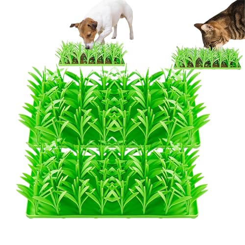 Silikon-Grasmatte for Katzen, grünes Gras, Silikon-Matte for langsames Füttern, Futtersuchmatte for Katzen, Schnüffelmatte for Katzen und Hunde, for Kätzchen, Anti-Schlingen, gesunde Ernährung(Green 2 von BBNSIV