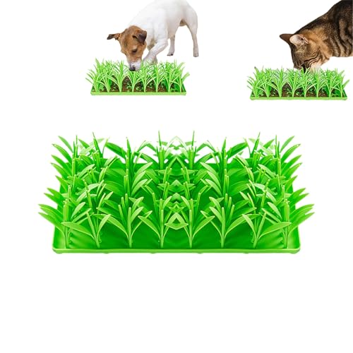 Silikon-Grasmatte for Katzen, grünes Gras, Silikon-Matte for langsames Füttern, Futtersuchmatte for Katzen, Schnüffelmatte for Katzen und Hunde, for Kätzchen, Anti-Schlingen, gesunde Ernährung(Green 1 von BBNSIV