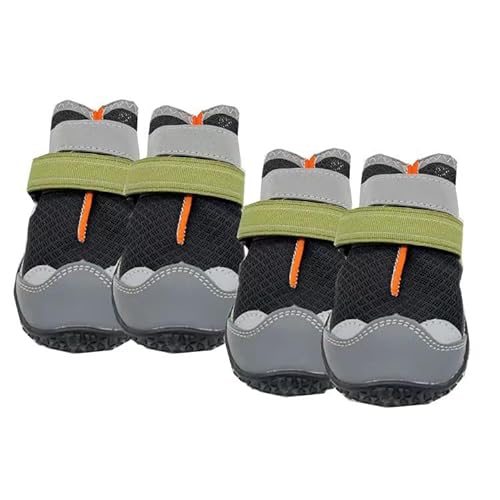 Hunde-Winterstiefel, wasserdicht, rutschfest, Pfotenschutz, verstellbare Hundeschuhe mit reflektierendem Riemen, zum Wandern, Spazierengehen, Outdoor, Boden (4,5 cm, schwarz) von BBTISG