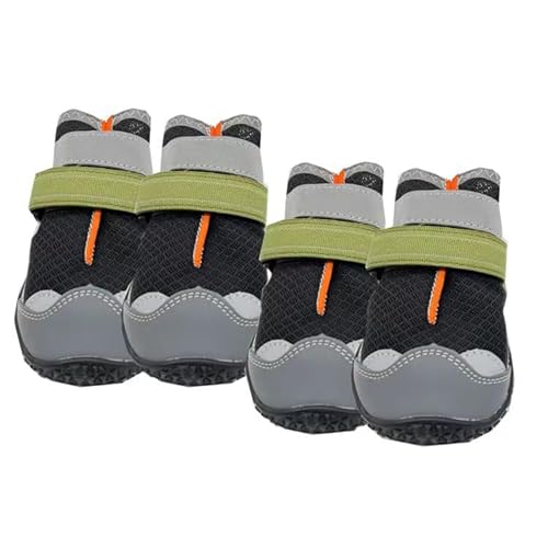 Hunde-Winterstiefel, wasserdicht, rutschfest, Pfotenschutz, verstellbare Hundeschuhe mit reflektierendem Riemen, zum Wandern, Spazierengehen, Outdoor, Boden (7 cm, schwarz) von BBTISG