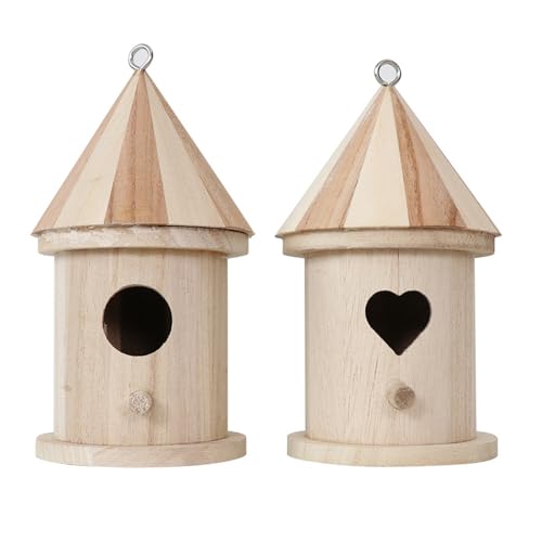 Mini Vogelhäuser aus Holz, DIY Unvollendetes Vogelhaus Bastelset Malen und Dekorieren Vogelnest Haus für Outdoor-Fütterung (Holz, Herz) von BBTISG