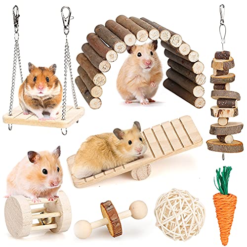 BBjinronjy Hamster-Kauspielzeug-Set für kleine Tiere, Molarspielzeug, Zahnpflege, Holzzubehör für Meerschweinchen, Chinchillas, Rennmäuse, Mäuse, Ratten, Maus von BBjinronjy