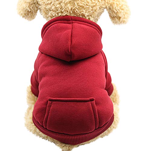 Kapuzen-Sweatshirts mit Tasche für Kleine Haustier Katze Hunde Liebe Druck Pullover Welpen Winter Mantel Hundejacke HundeKleidung (XL,Weinrot) von BBring