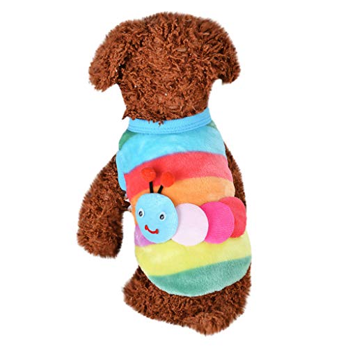 Bunt Regenbogen Hundeweste für Katzen Hunde, BBring Insekten Muster Stricken Hundepullover Warm Haustier Kleidung Winterpullover Hundekleidung für Kleine Hunde Hündchen Kätzchen (XXS, Mehrfarbig) von BBring