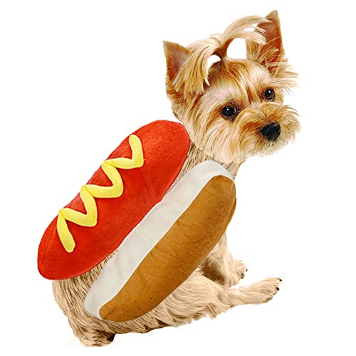 Halloween Hotdog Kostüm für Katzen Hunde, BBring Hundekostüm Pullover Cosplay mit Klettverschluss Warm Haustier Kleidung Winterpullover Hundekleidung für Hunde Hündchen Kätzchen (L, Khaki) von BBring