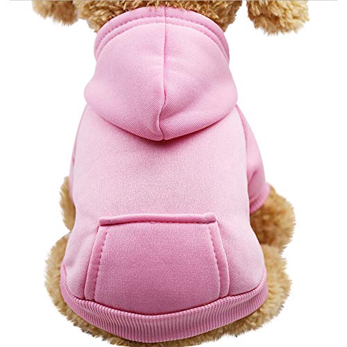 Kapuzen-Sweatshirts mit Tasche für Kleine Haustier Katze Hunde Liebe Druck Pullover Welpen Winter Mantel Hundejacke HundeKleidung (L,Rosa) von BBring