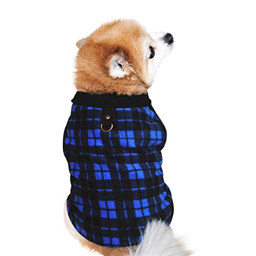 Kariert Hundeweste für Katzen Hunde, BBring Hundejacke Streetwear Umhang mit D Ring Warm Winterpullover Haustier Kleidung Hundekleidung für Kleine Hunde Hündchen Kätzchen (3XL, Blau) von BBring