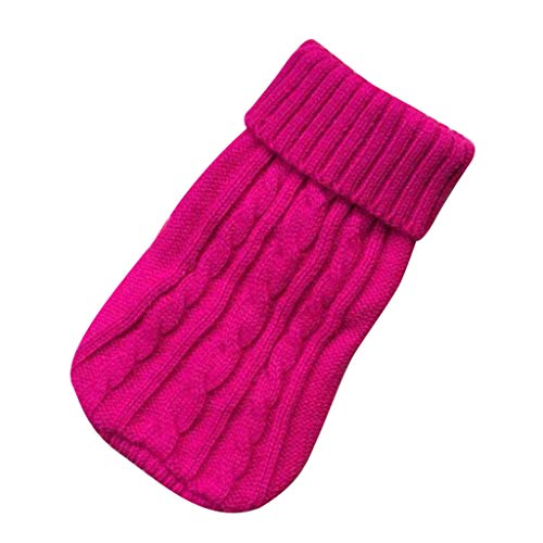 Sweater für Katzen Hunde, BBring Hoher Kragen Stricken Katzenpullover Hundeweste Einfarbig Komfortable Haustier Winterpullover Warm Hundekleidung für Kleine Hunde Hündchen Kätzchen (L, Hell Rosa) von BBring