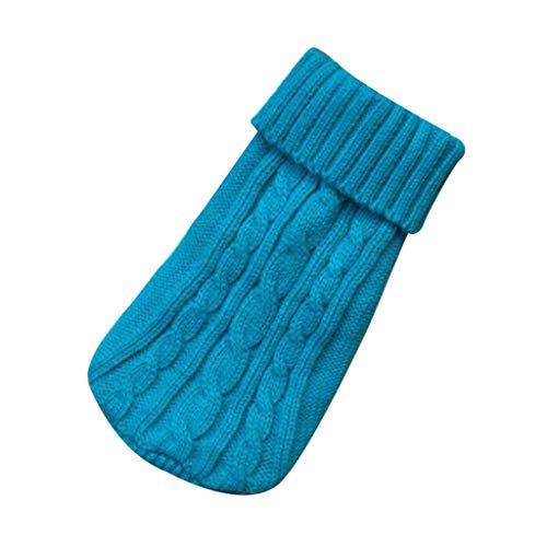 Sweater für Katzen Hunde, BBring Hoher Kragen Stricken Katzenpullover Hundeweste Einfarbig Komfortable Haustier Winterpullover Warm Hundekleidung für Kleine Hunde Hündchen Kätzchen (M, Blau) von BBring