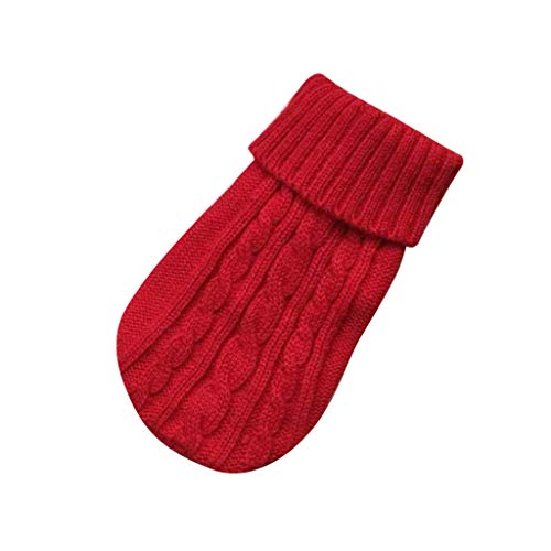 Sweater für Katzen Hunde, BBring Hoher Kragen Stricken Katzenpullover Hundeweste Einfarbig Komfortable Haustier Winterpullover Warm Hundekleidung für Kleine Hunde Hündchen Kätzchen (S, Rot) von BBring