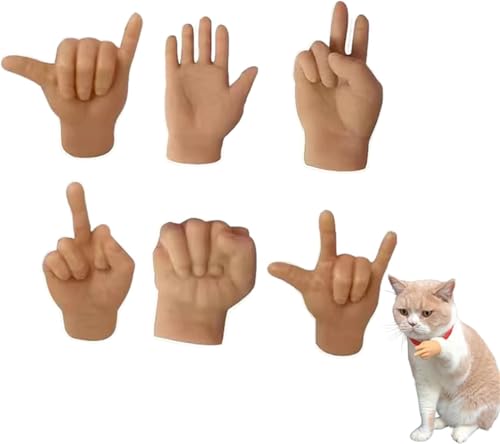 Gummi-Hände für Katzen Interaktive tragbare Vielfalt, Mini-menschliche Hände für Katzen, hoch elastische dehnbare Katzen pfoten, Streich-Simulations finger, Stein-Papier-Scheren-Finger hüllen von BCLYERBJ