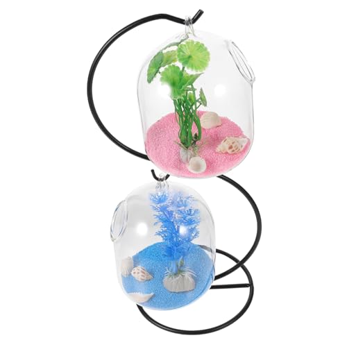 BCOATH 1 Satz Gestell Kleiner Fischtank Desktop-hängendes Aquarium Hydroponisches Aquarium Netz Container Futterspender Fischvorräte Aquariumheizung Doppelt Glas von BCOATH