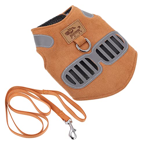 BCOATH 1 Satz Haustier Geschirr Hahnleine Brustgeschirr Für Hunde Trainingsgeschirr Für Welpen Hundeweste Leine Mit Kragen Welpen Führen Katzenwestenleine Hundeleine Polyester Brown von BCOATH