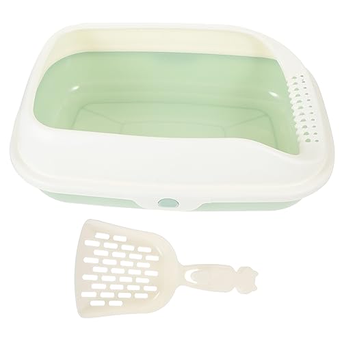 BCOATH 1 Set-Box Katzentoilette Kätzchentoilette Katze Bettpfanne Katzenversorgung Hohe Seitentoiletten Für Katzen Kätzchen Saubere Toilette Light Green Plastik von BCOATH