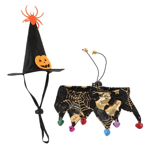 BCOATH 1 Set Halloween Katzenmütze Und Schal Set Dekor Halloween Katzenkostüm Katzenhalsband Mütze Katzenhalsband Hexenhut Katzen Cosplay Kostüm Kleines Hundekostüm Katze von BCOATH