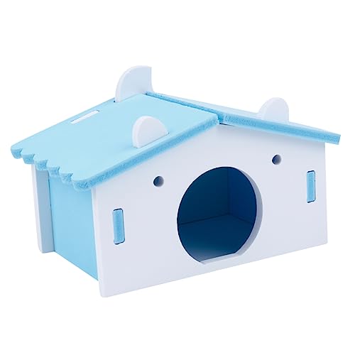 BCOATH 1Stk Hamster Nest Schlafhaus hamsterbett pet Bed Small Animal House Safe Hamster House Schlafnest für Hamster Lebensraum für Hamsterkäfige Haustiernest Haustierkäfig hölzern Blue von BCOATH