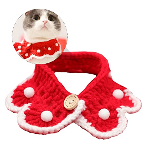 BCOATH 1Stk Haustier-Schal Katzen-Bandanas Welpen-Kätzchen-Schal Requisiten für Katzenkostüme Katzenhalsband Katzen Halstuch pet Supplies Haustier-Lätzchen Haustierschal Stricken rot von BCOATH