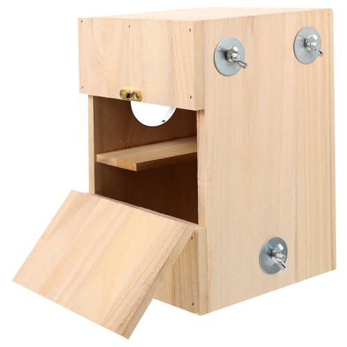 BCOATH 1Stk Vogelzuchtbox nistkasten für gartenvögel Käfig für Nymphensittiche Nymphensittich-Spielplatz Sittichkäfig Nistkästen vogelhaus Vogelhalter aus Holz Vogelzubehör hölzern Beige von BCOATH