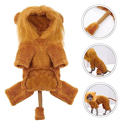 BCOATH 1stk Haustier Verwandelt Sich in Löwenkleidung Hunde-Dinosaurier-kostüm Mähne Für Hund Hundeweihnachtspullover Züchten Kostüme -Hoodie Hunde-Outfit Halloween Welpe Flanell von BCOATH