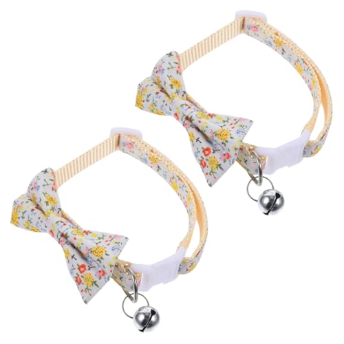 BCOATH Süßes Katzenhalsband Mit Fliege Und Glöckchen 2 Stück Verstellbares Halsband Für Hunde Haustier-Accessoire Für Partys von BCOATH