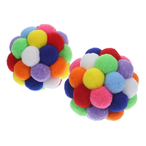 BCOATH 2st Katzenball Kätzchen-pom-bälle Katze Pom Pom Kugeln Katzenübungsspielzeug Kätzchenspielzeug Katzenspielzeug Kätzchen Regenbogenball Katze Kaubälle Polyester Beißball Kauen von BCOATH