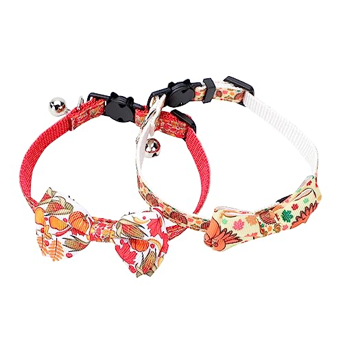 BCOATH 2St Haustierhalsband Hunde hundekragen Hunde Halstuch Halsband mit Hundeanhänger Halloween-Katze Bowknot Hauskatzenzubehör Halsband mit Katzendekor Plastik Orange von BCOATH