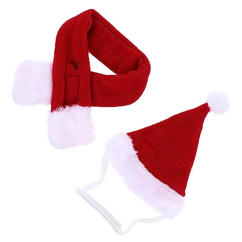 BCOATH 2st Haustier Weihnachten Verkleiden Sich Hundemützen Hund Weihnachtskopfbedeckung Weihnachtshaustier-Stirnband Weihnachtsmannkostüm Haustier-Weihnachts-Outfit Katze Rot Polarfleece von BCOATH