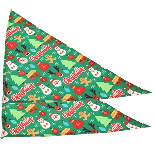 BCOATH 2st Weihnachtslätzchen Haustier Halstuch Hundelätzchen Zubehör Für Hundekostüme Hunde-urlaubsbandanas Hundebandana Clown-Halsband Für Haustiere Waschbares Halstuch Green Polyester von BCOATH